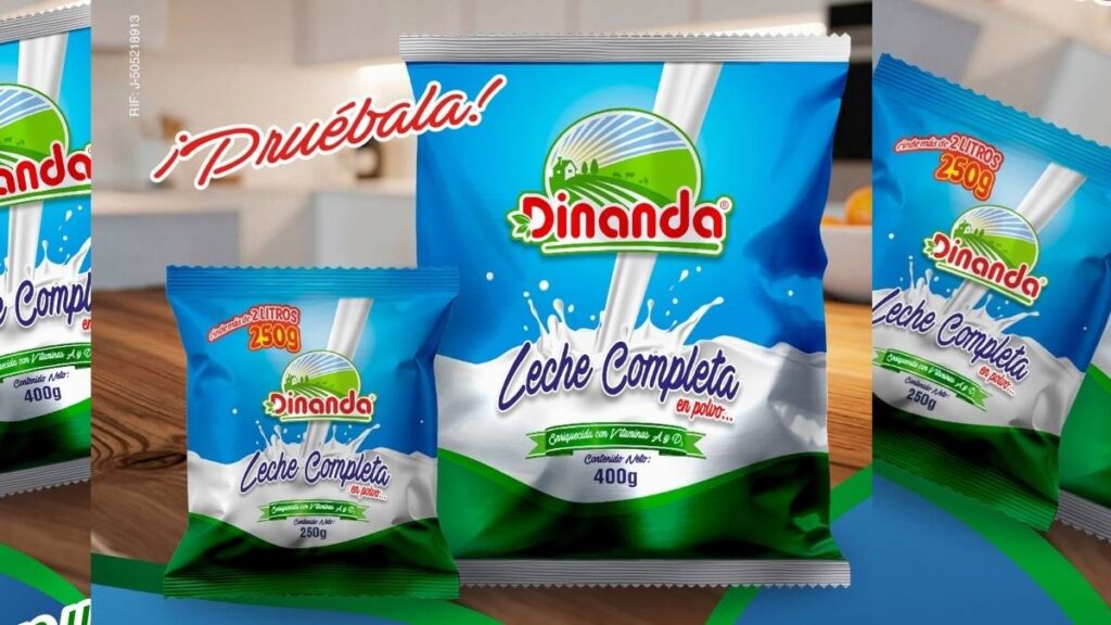 Leche en polvo Dinanda presentaciones 250 gramos y 400 gramos